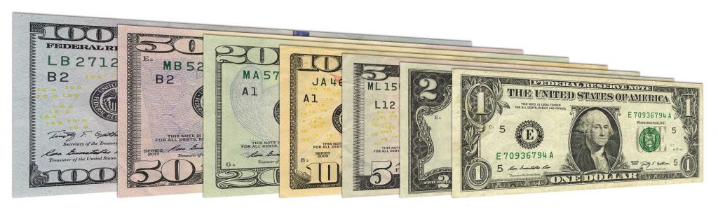 US dollar banknotes