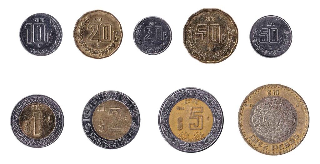 Mexican peso coins