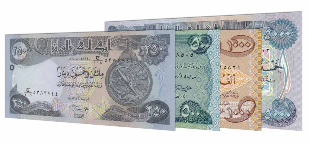Current Iraqi dinar banknotes