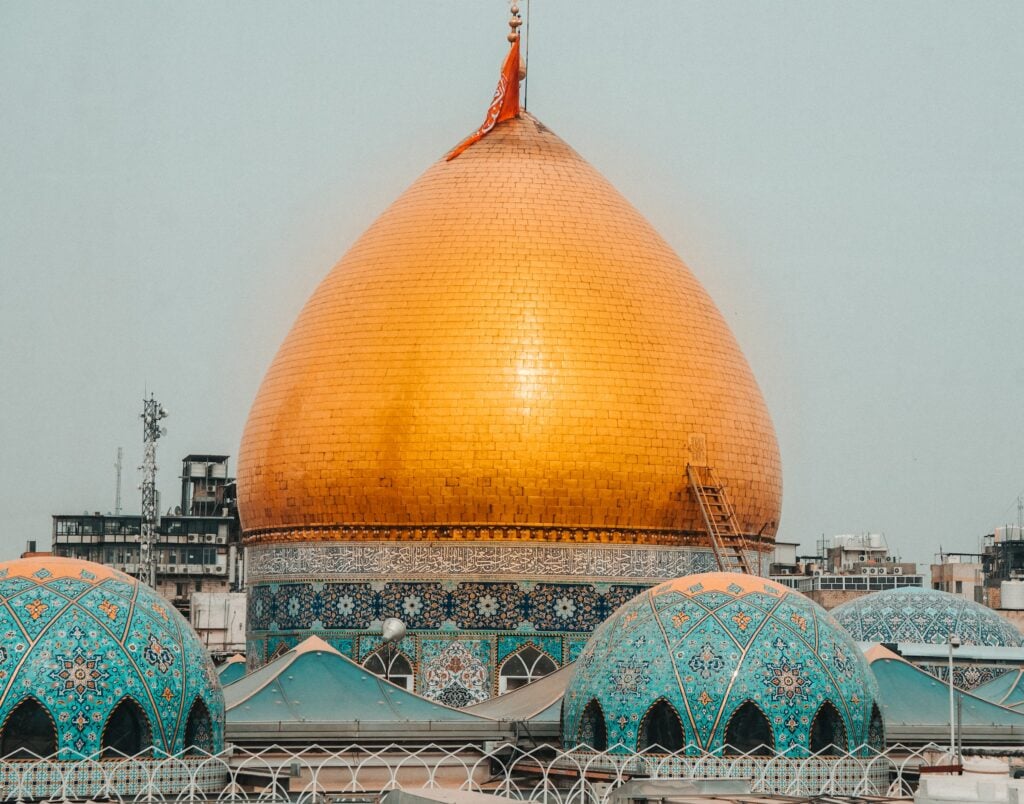 The golden gilded dome of Al-Abbas shrine in Iraq