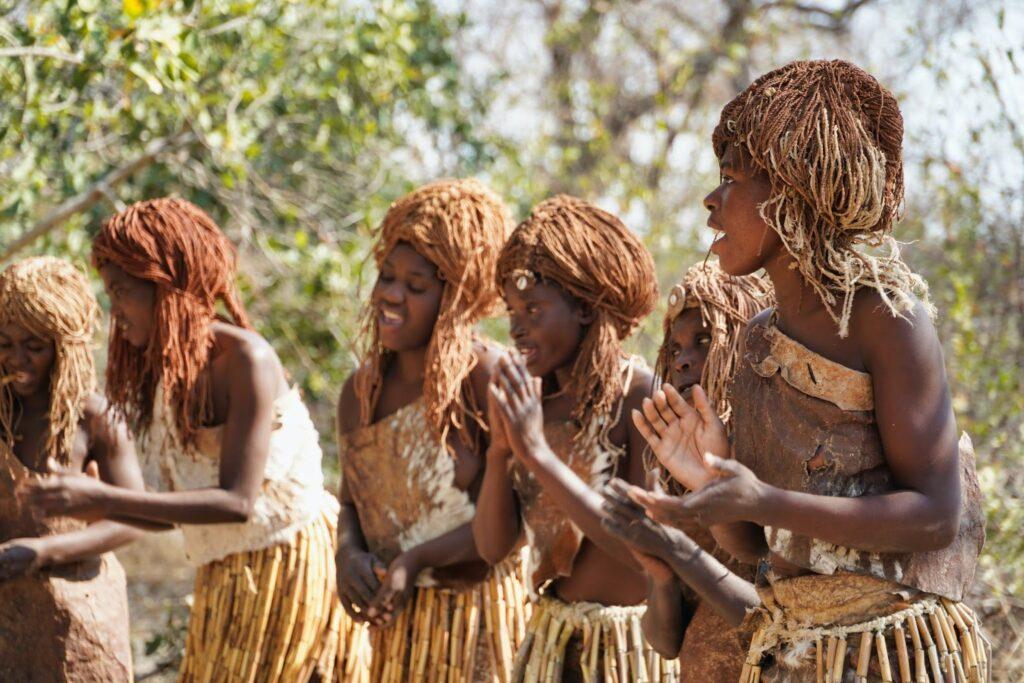 Group of tribal women singing in Rundu, Kavango, Namibia