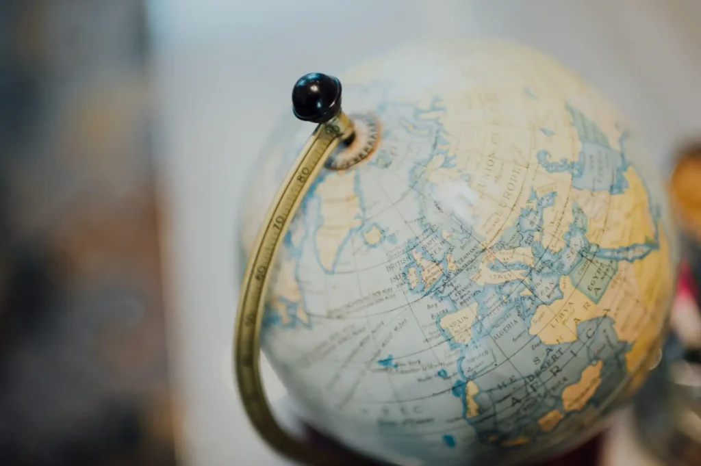 Table top globe for travel planning