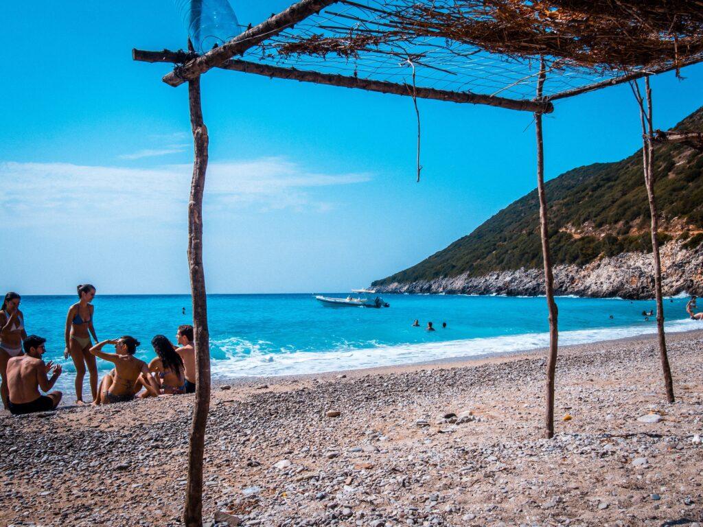 people sunbathing on Gjipe Beach