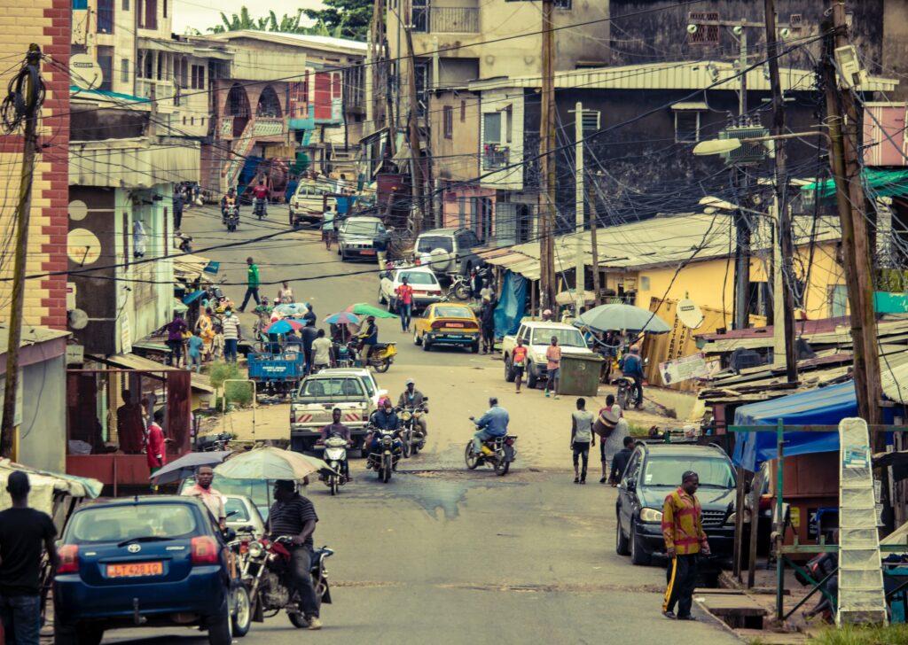 Bustling street scene in Cameroon