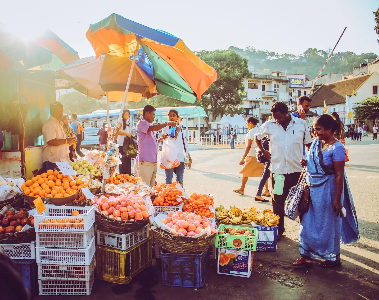 A Sri Lankan market shop selling fruit.