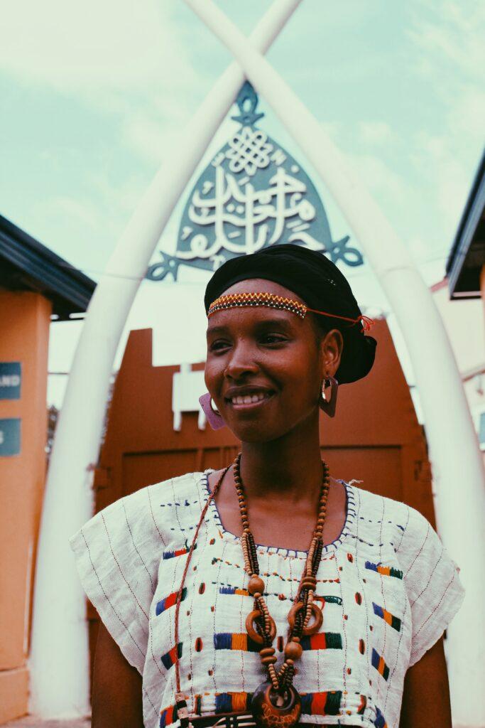 Young woman from the Hausa tribe wearing traditional clothes