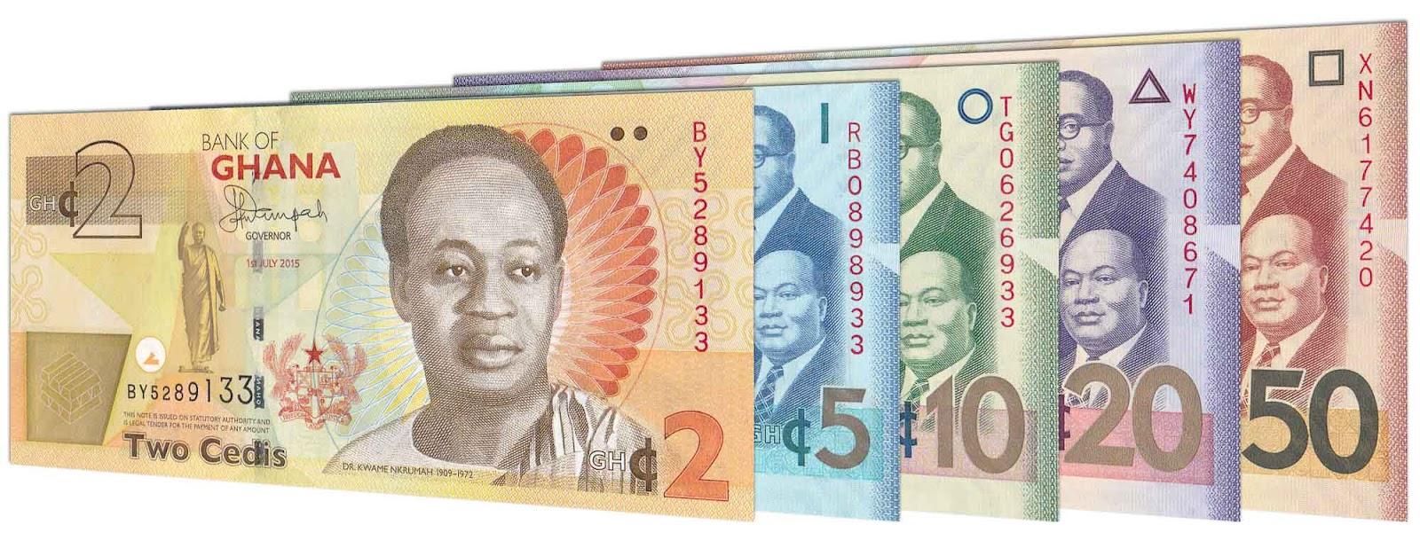 Current Ghanaian cedi bank notes