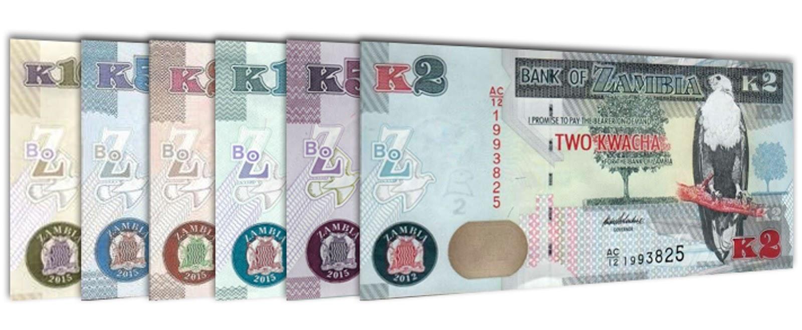 Current Zambian Kwacha banknotes