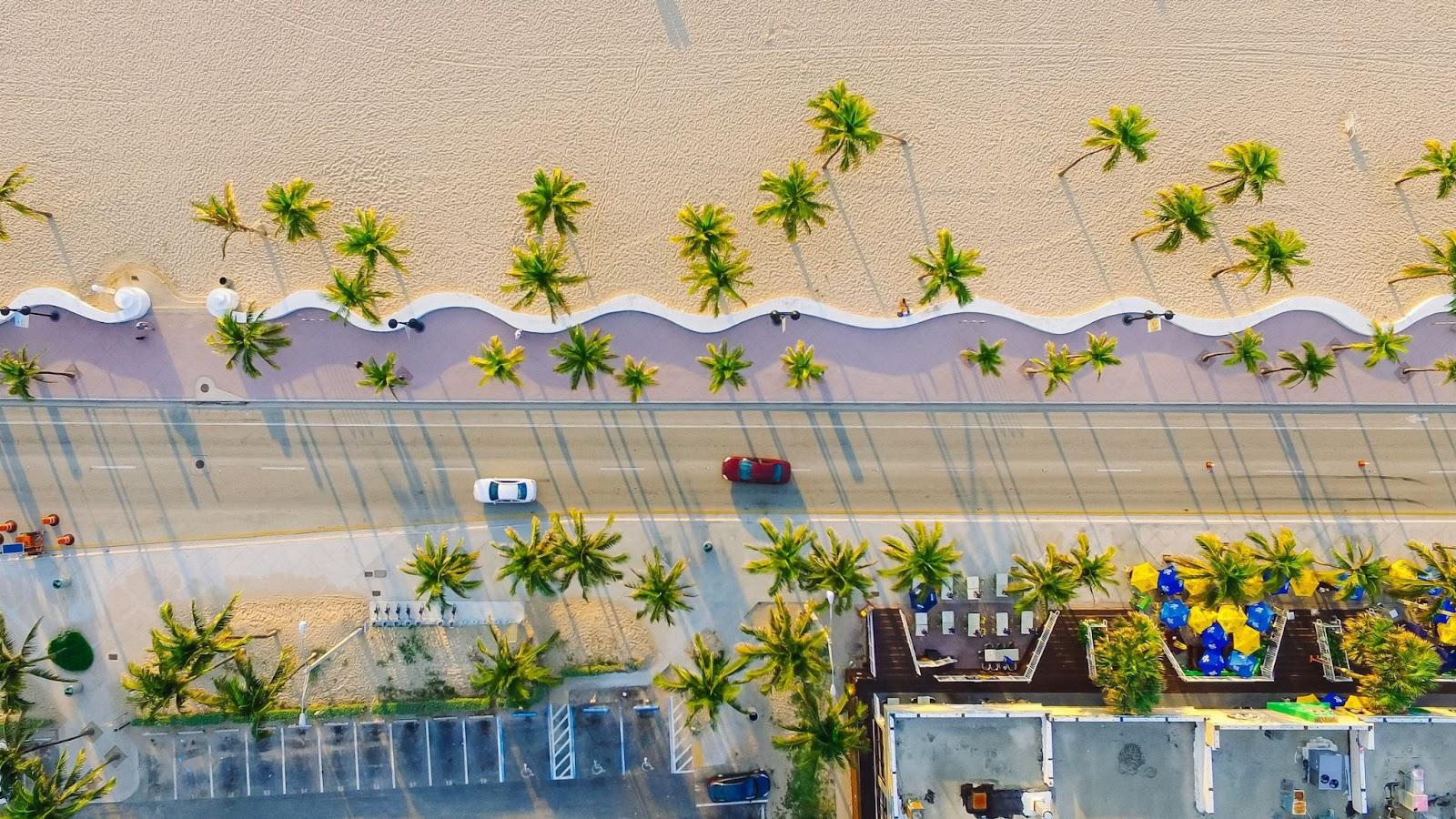 birds eye view of a beach in Miami