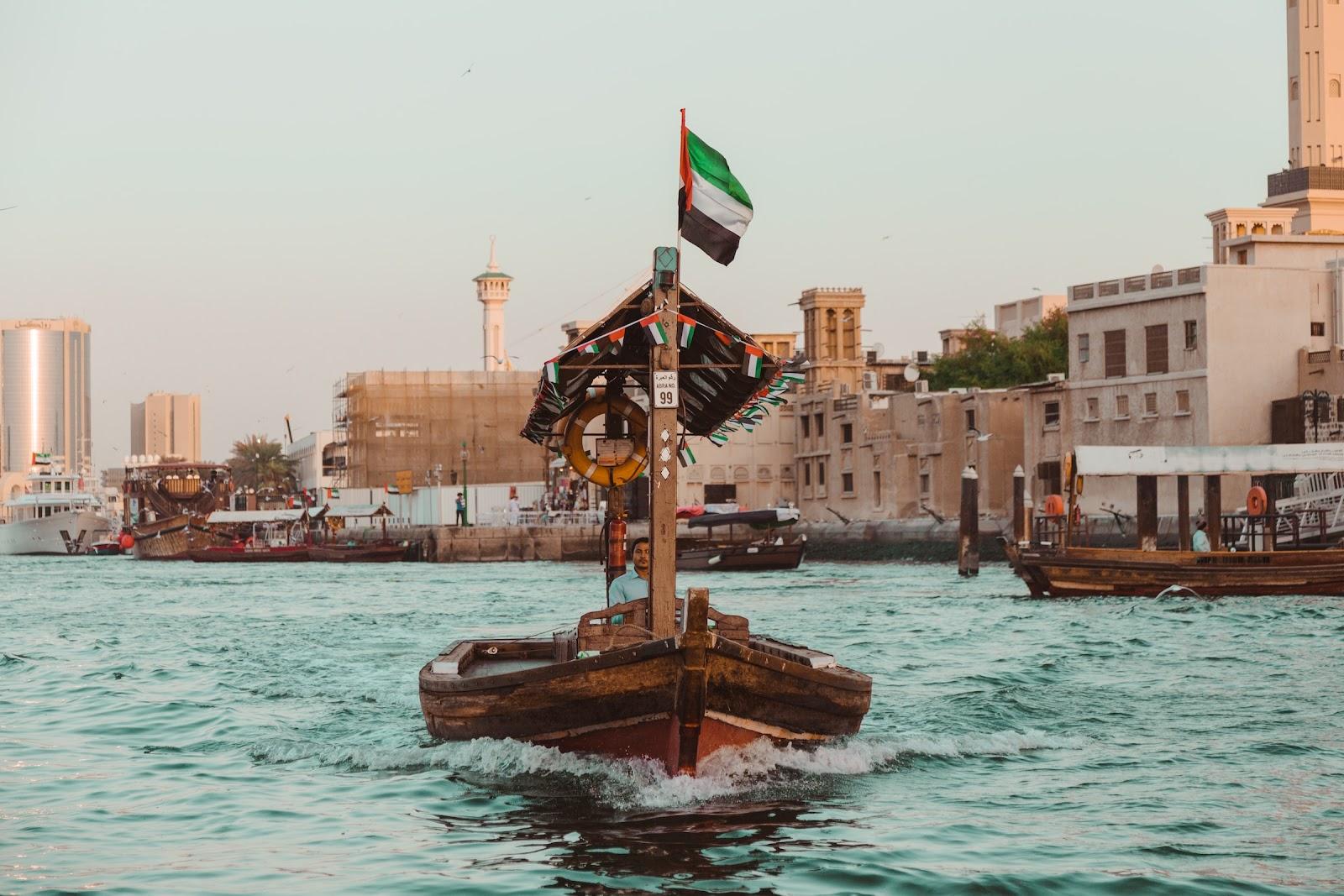 A boat on a river in the UAE.