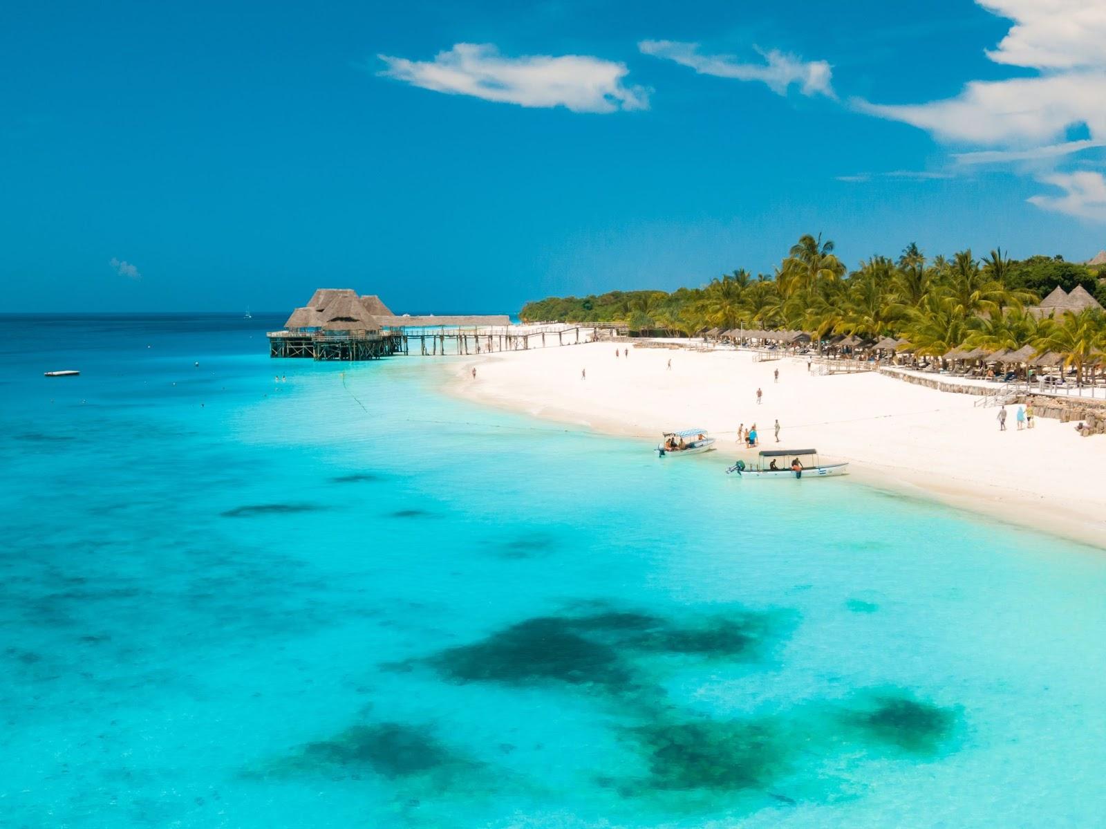 image of beach goers at Nungwi Beach