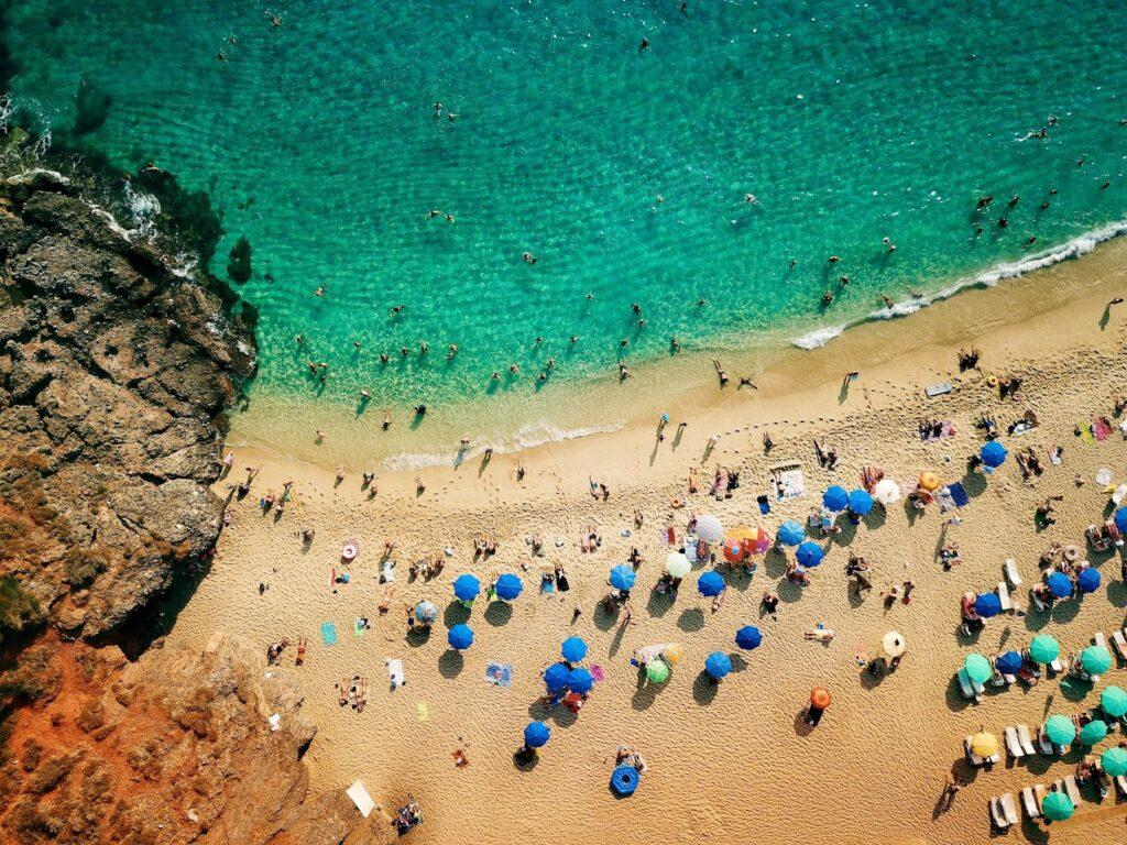 Kleopatra Beach in Turkey from the sky