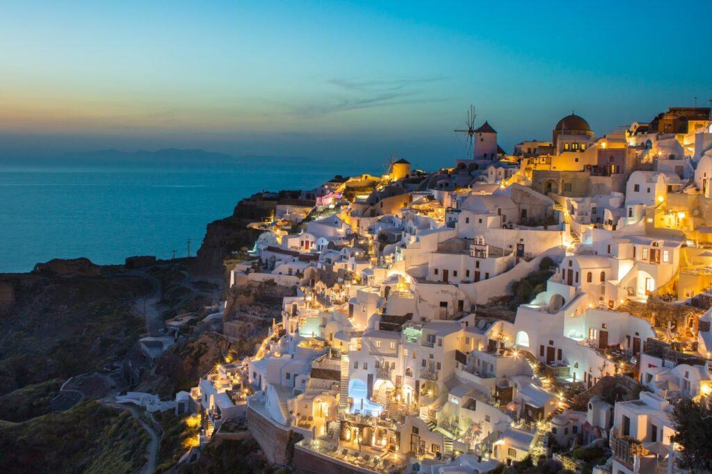 Santorini in Europe at "blue hour"