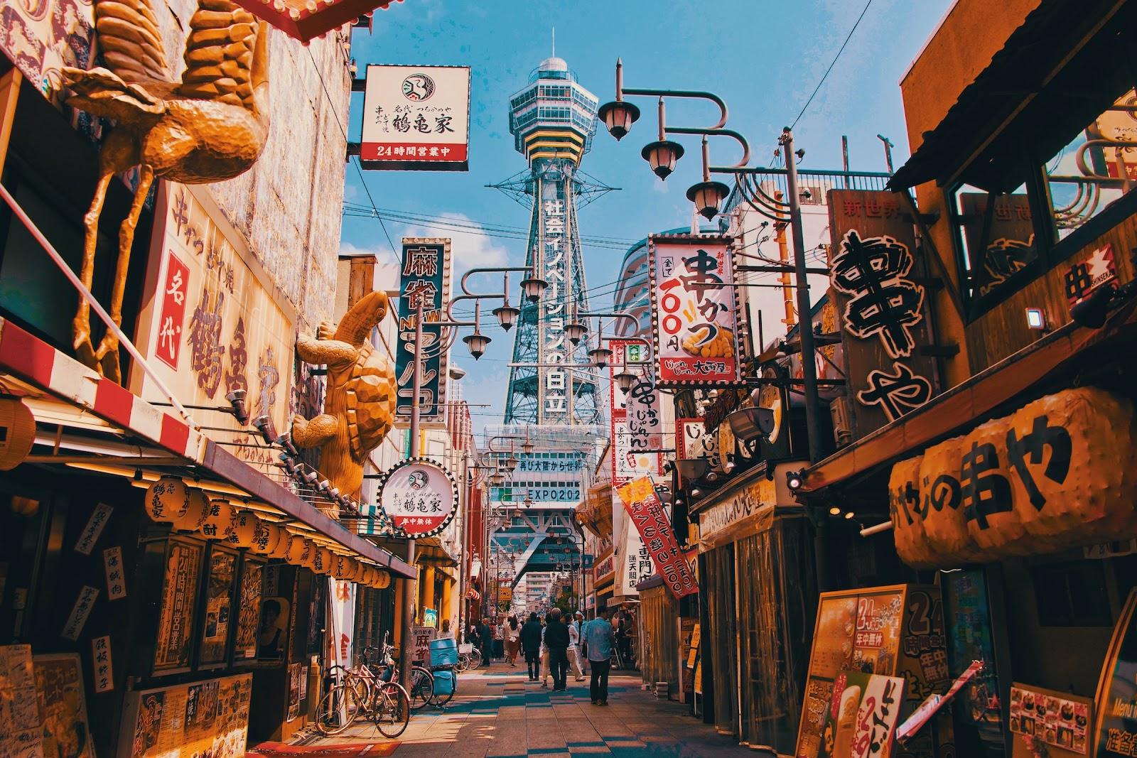 A narrow street in japan.