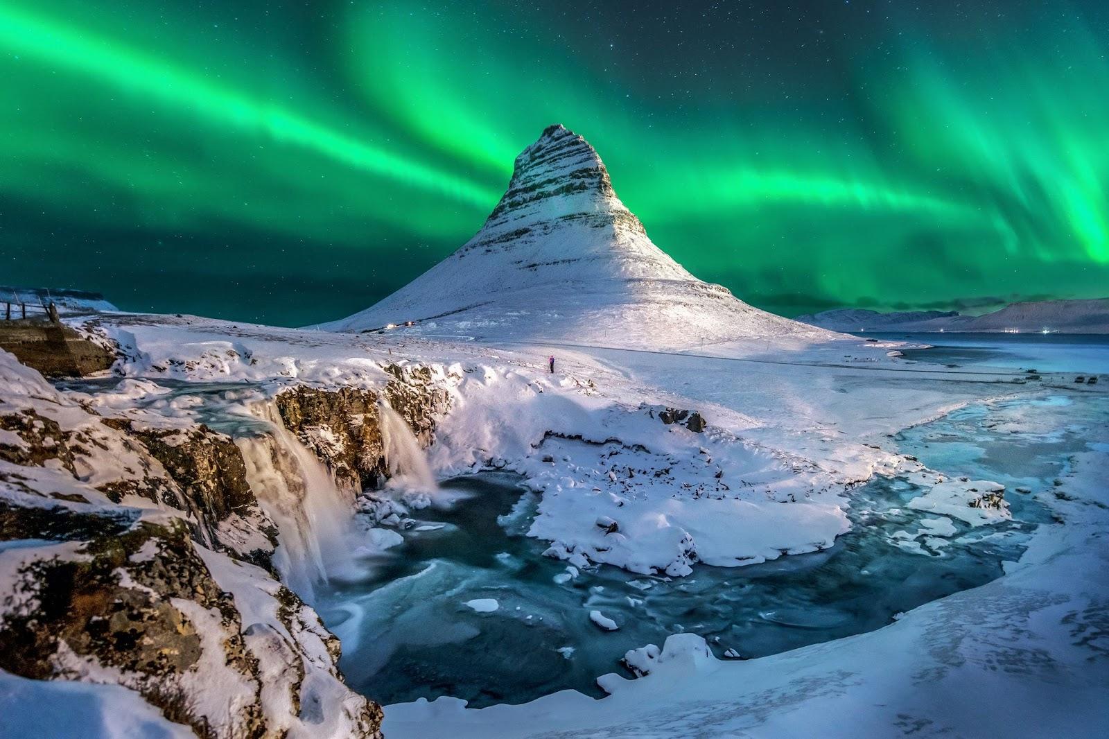 The Northern lights in Iceland. 