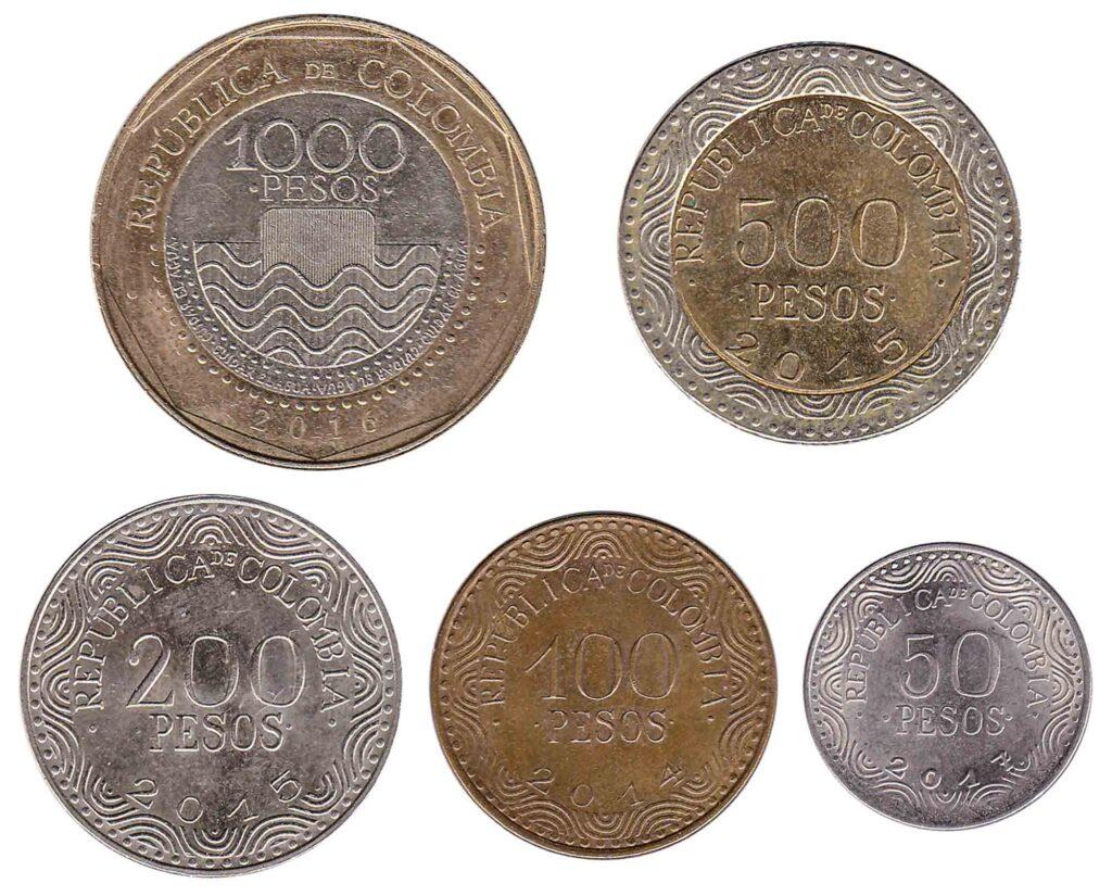 Columbian peso coins