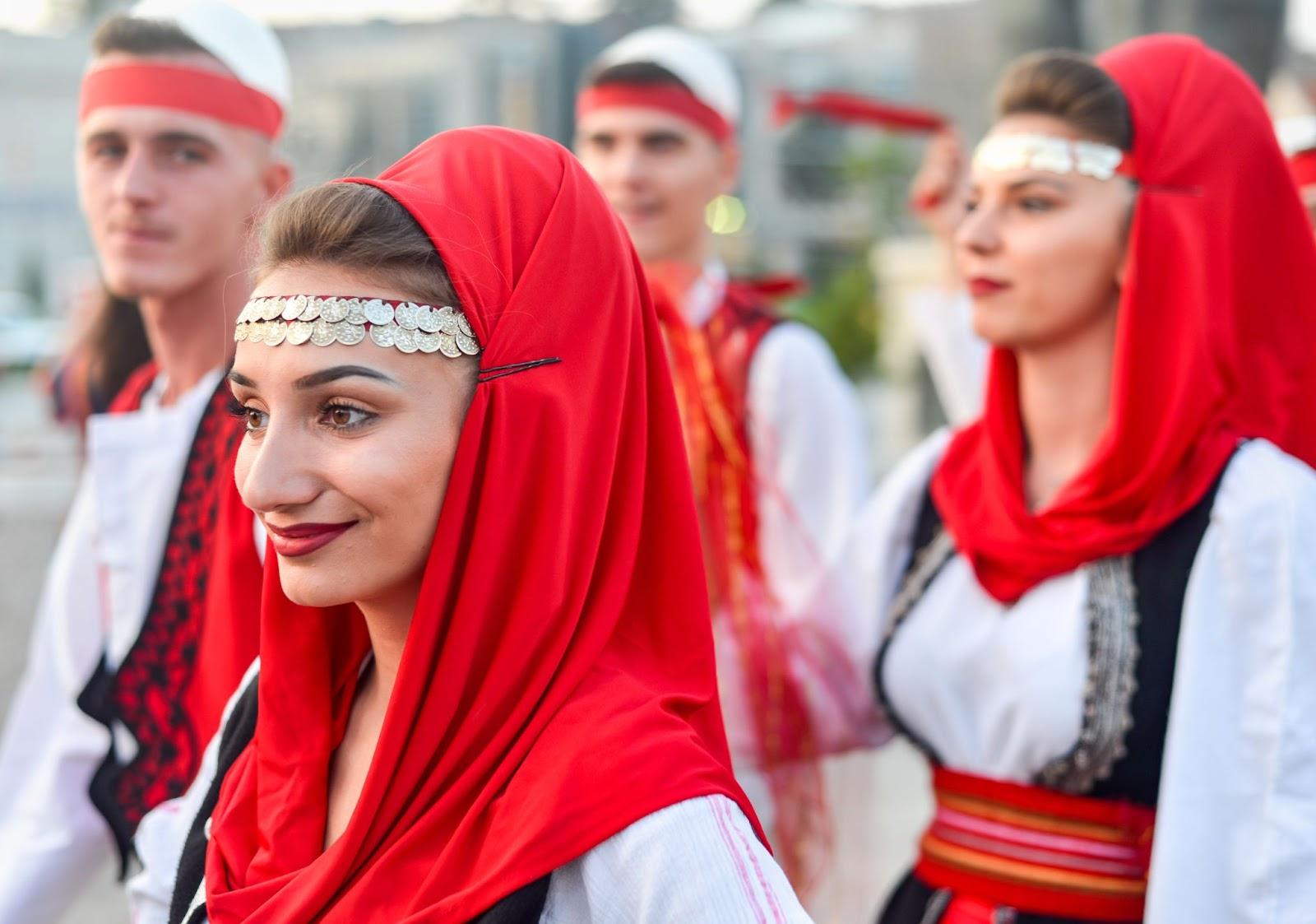 Kosovan performers at Skopje International festival of music and dance. North Macedonia