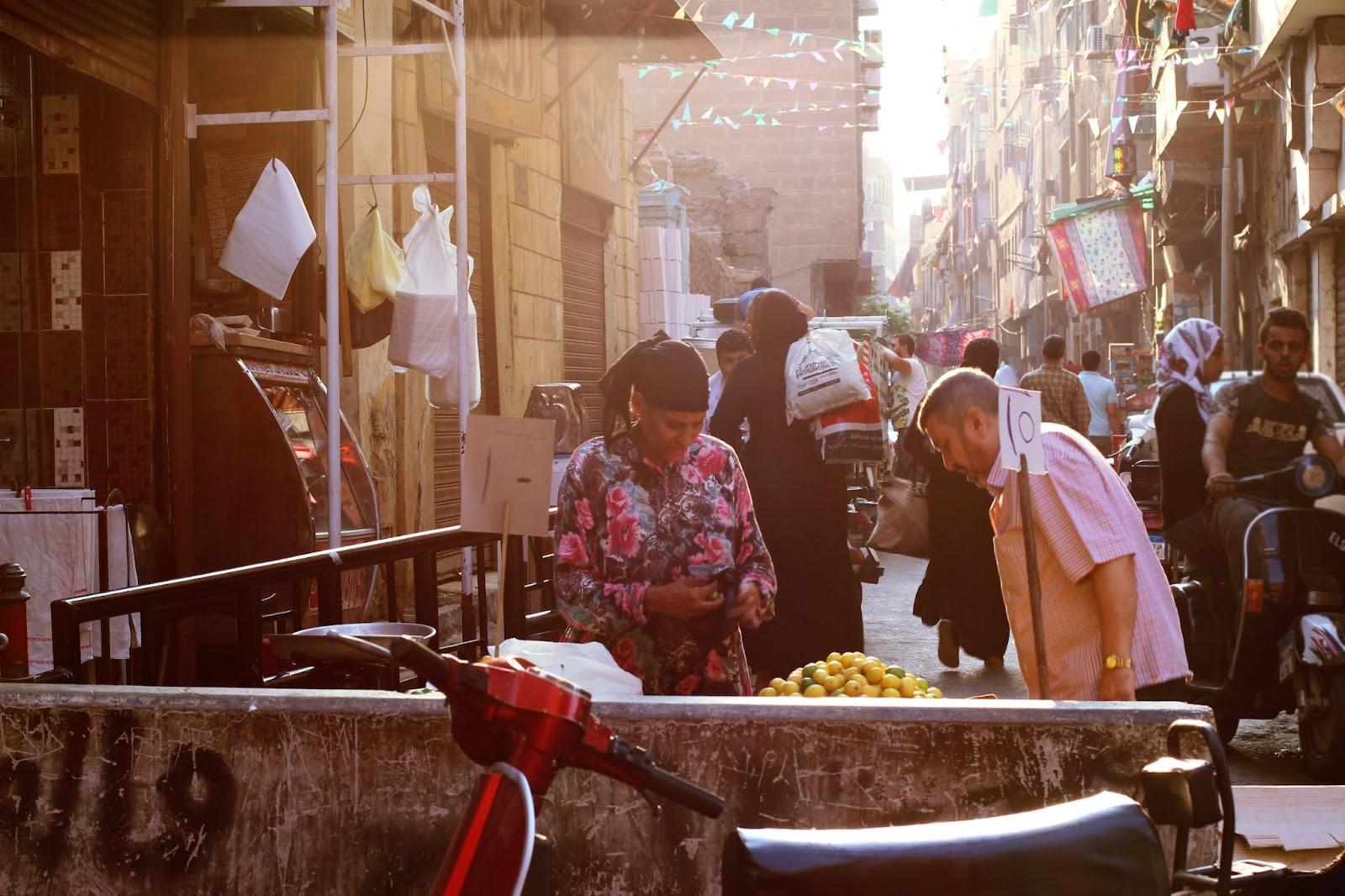 Egyptian locals wandering the markets on the streets of Egypt
