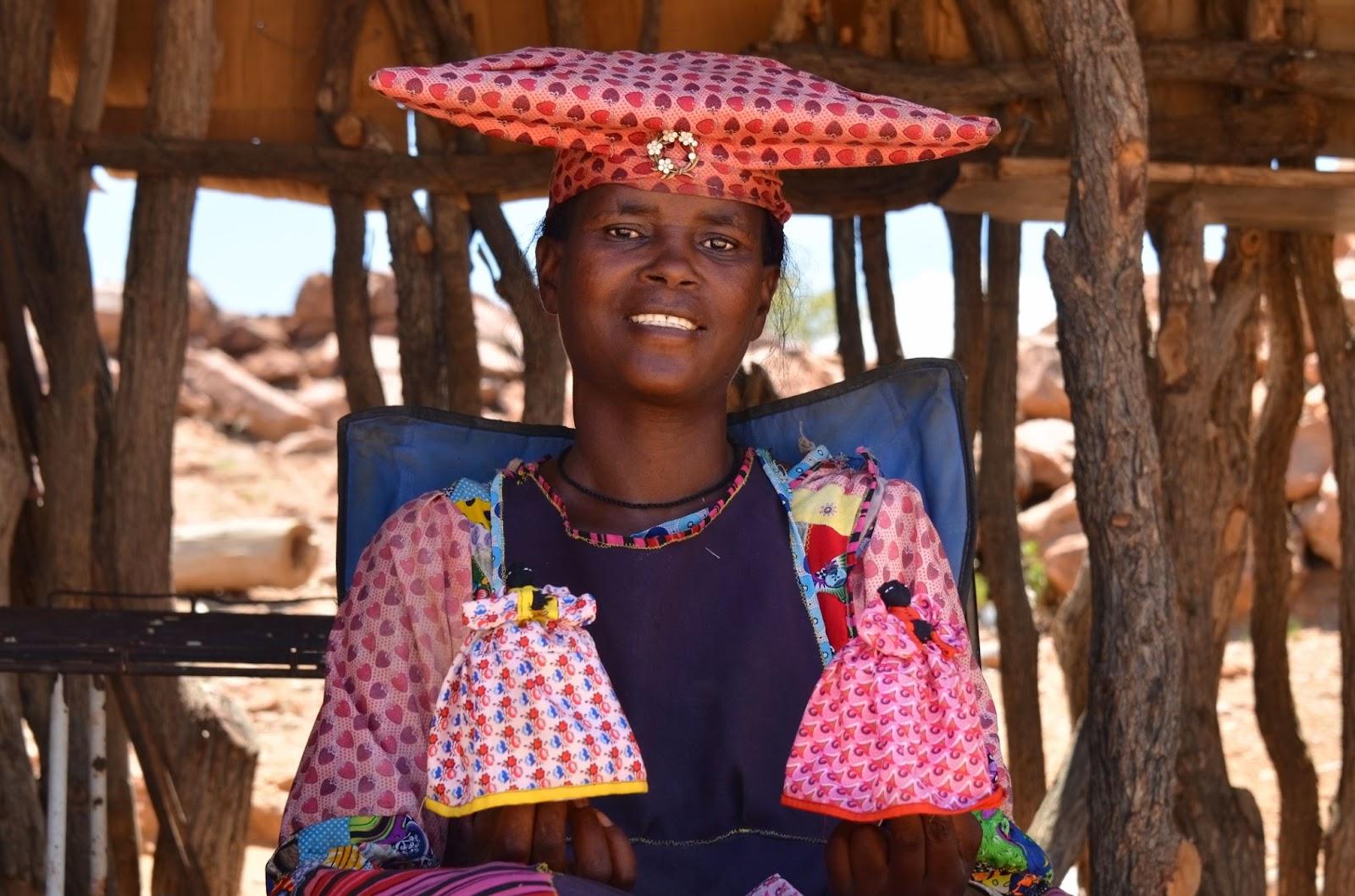 Herero Woman in traditional clothes near Opuwo. Namibia.