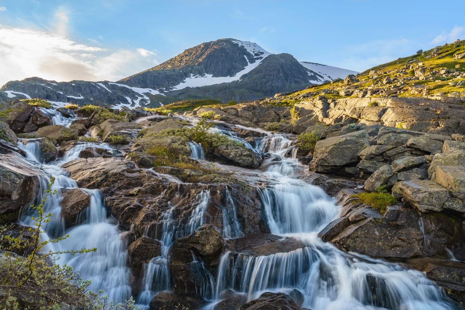 A water fall on a mountain top in Sweden. 