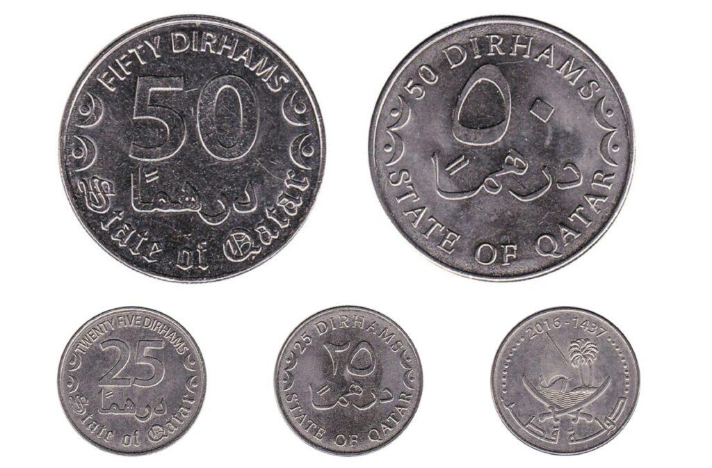 Qatari riyal dirham coins