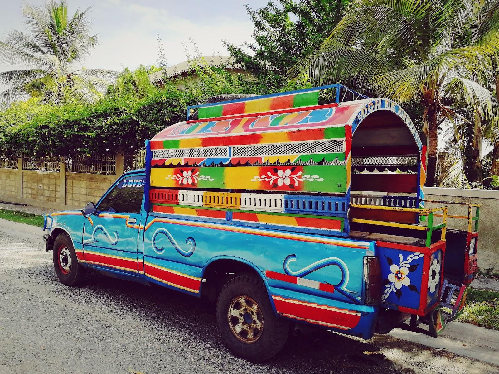 Colourful hand painted local bus in Haiti