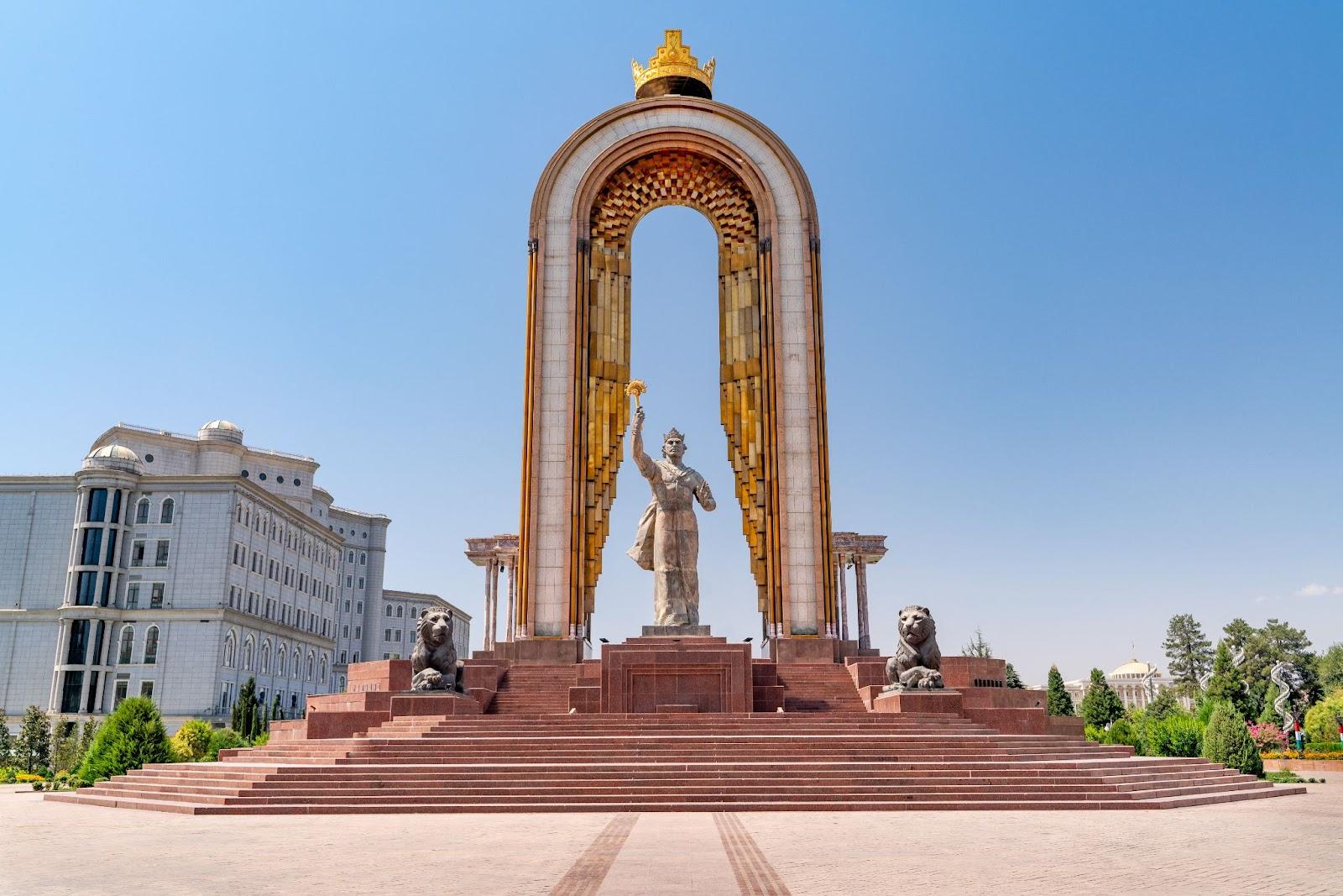 The central square in the capital of Tajikistan - Dushanbe.