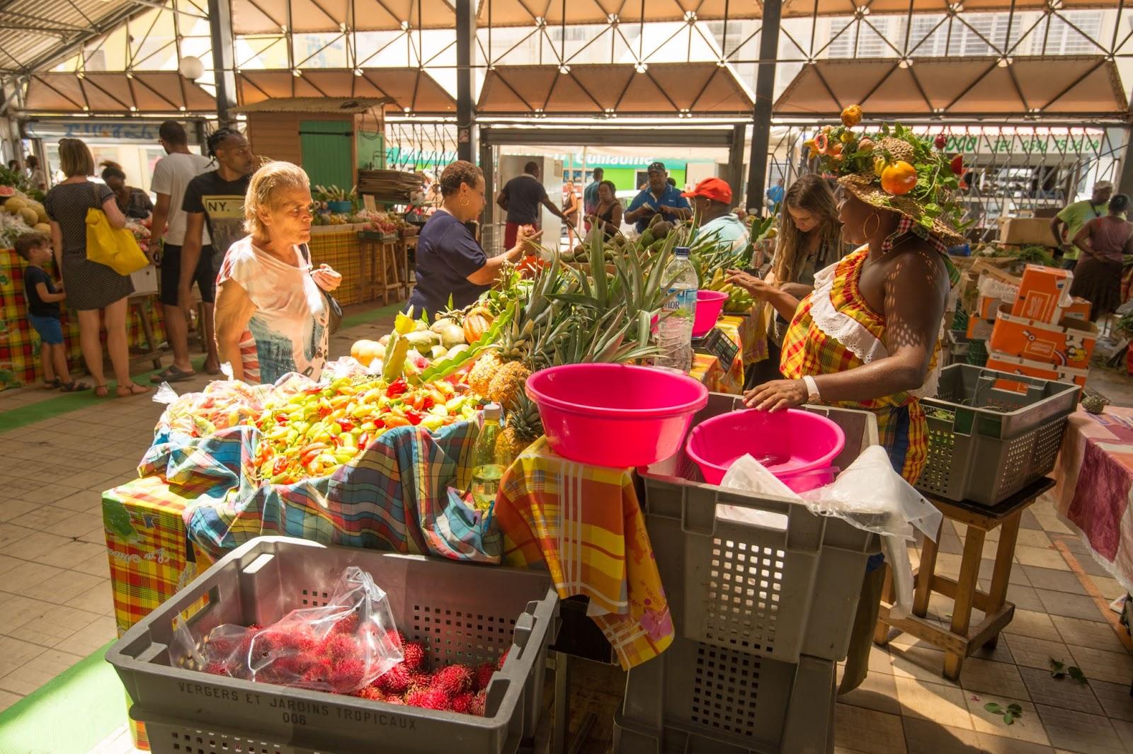 Covered Market in Fort-De-France, Martinique Island. East Caribbean