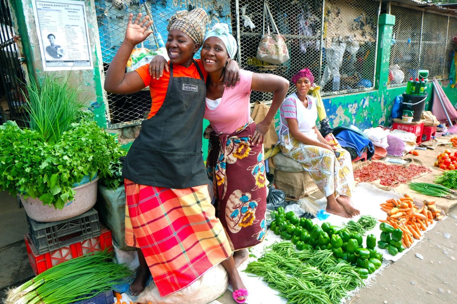 African people selling Vegetable in the fresh market at Maputo, Mozambique