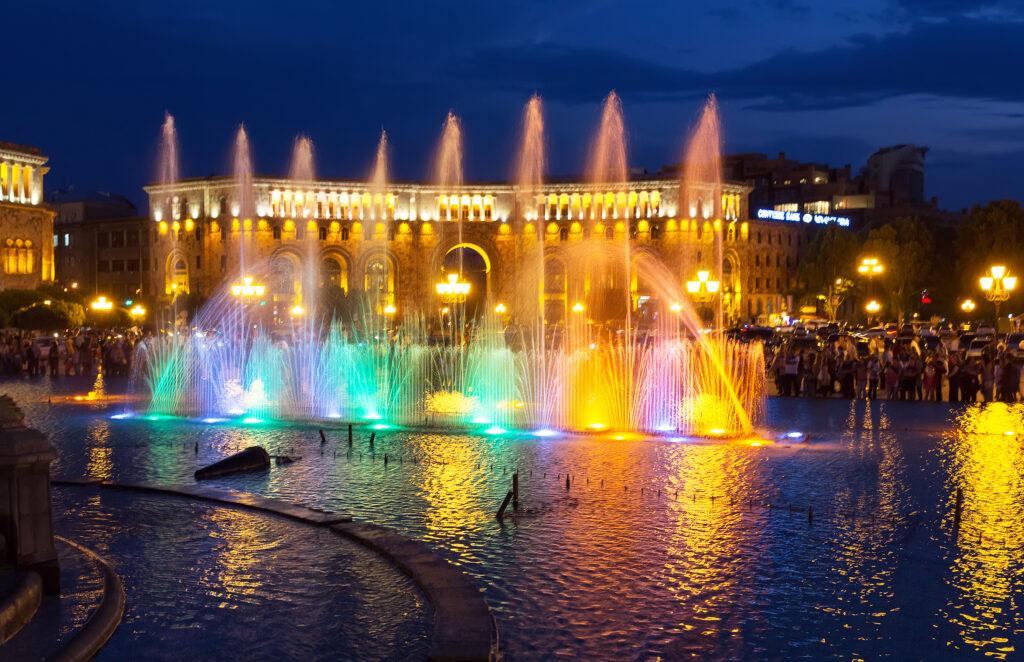 Colour-musical fountains in the central Republic Square.