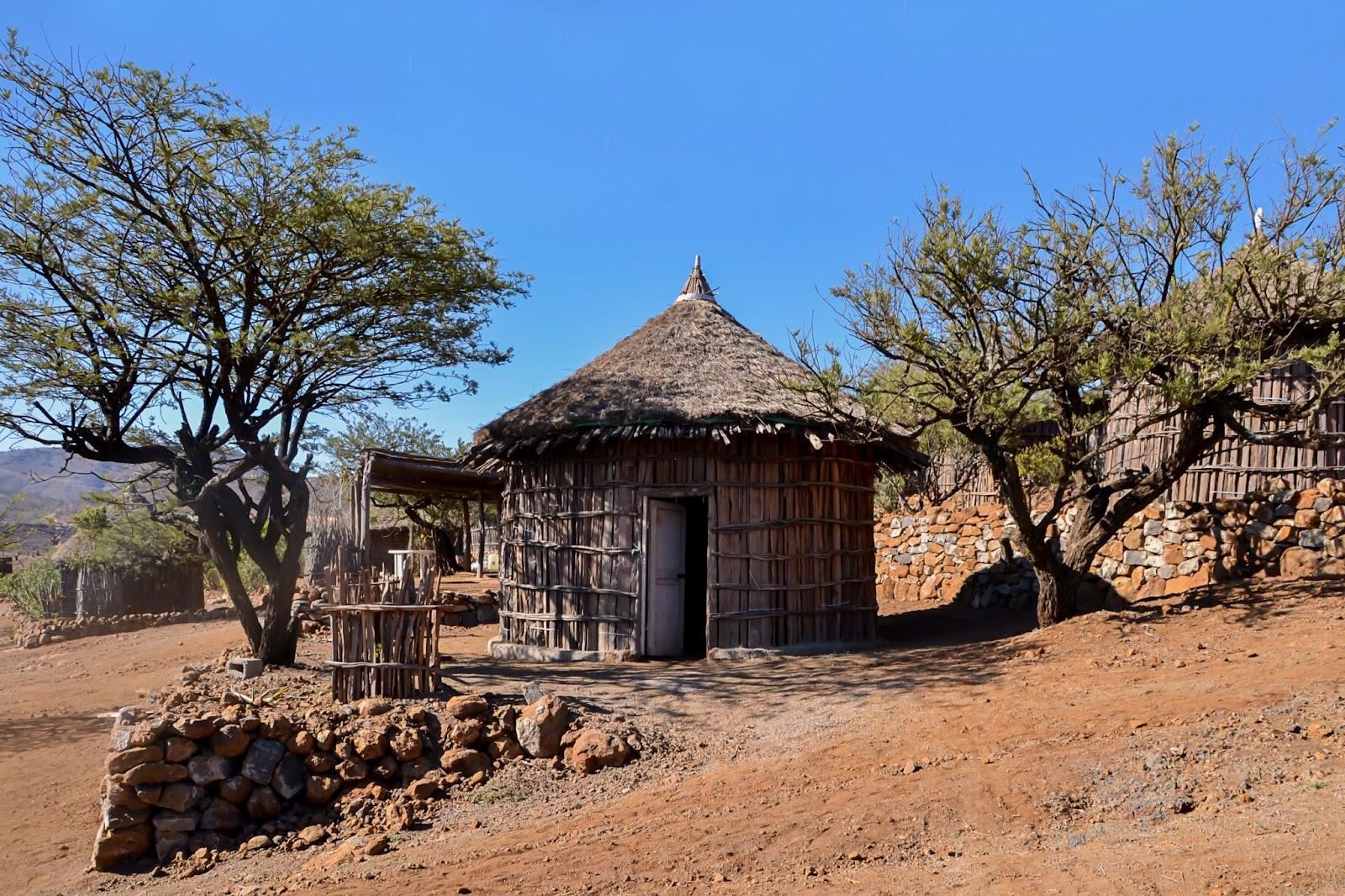 Typical rounded Djiboutian huts in a village in northern Djibouti