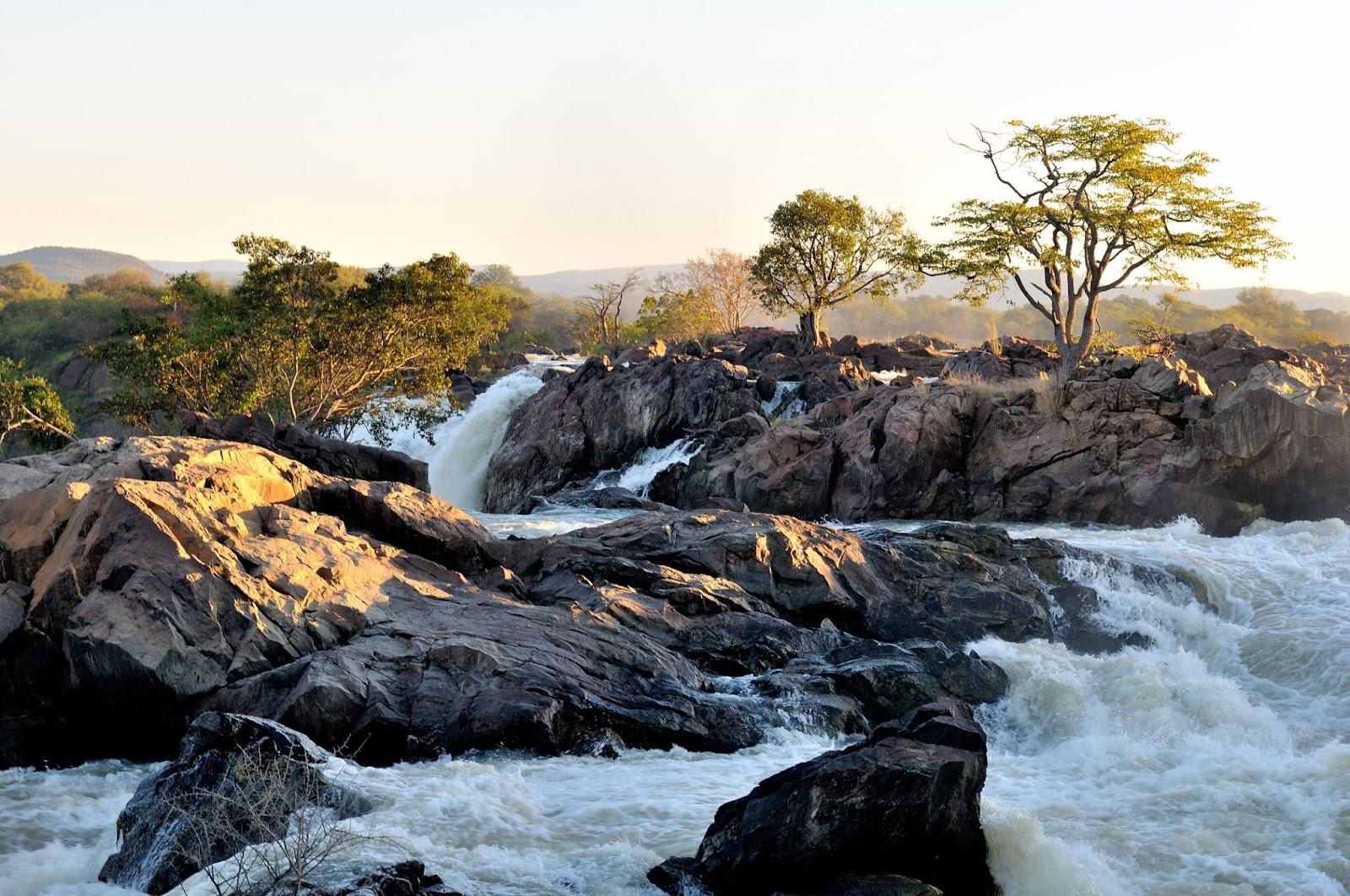 Ruacana Falls on the border of Namibia and Angola at sunrise