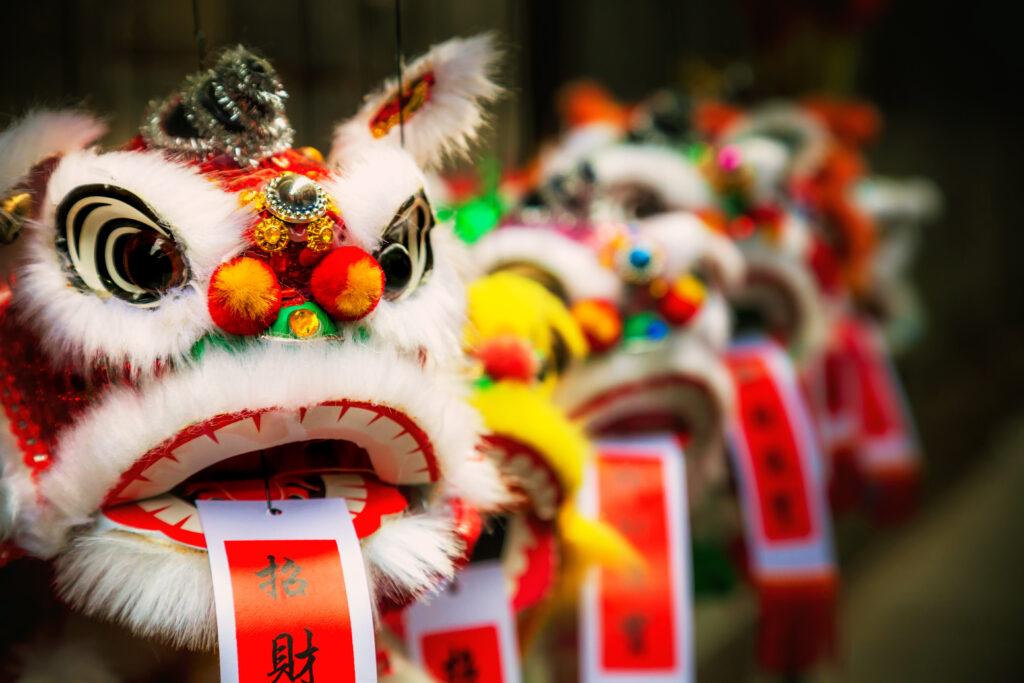 Traditional colourful chinese lion.