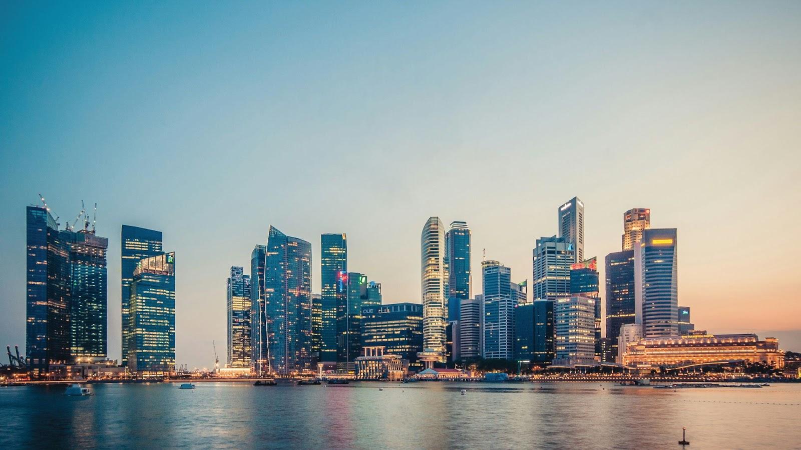 Singapore Marina Bay skyline sunset