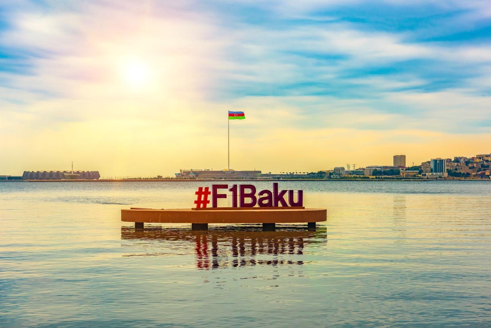 Symbol of Formula 1 in Baku Bay Azerbaijan
