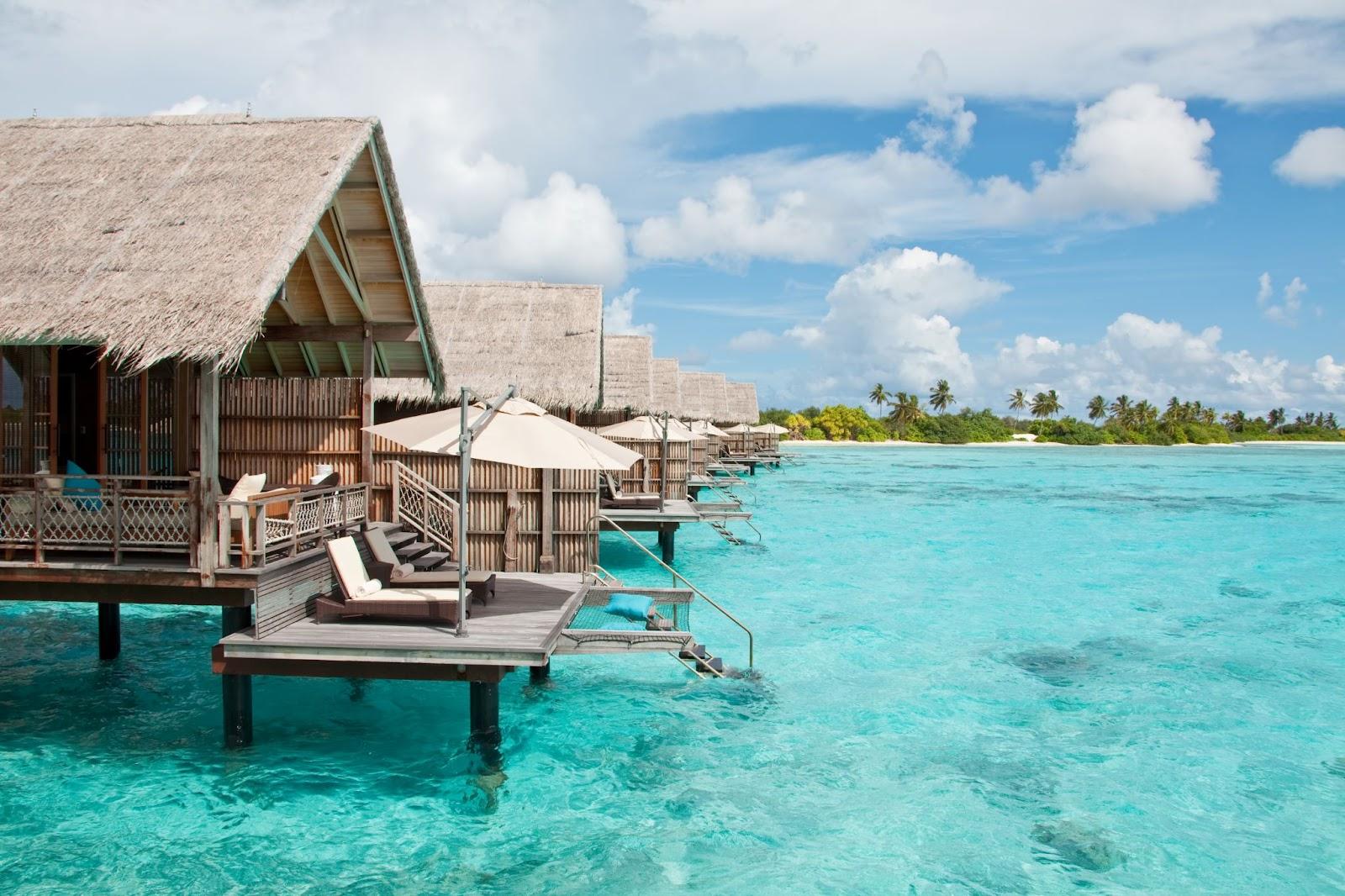Water villas in the ocean Maldives