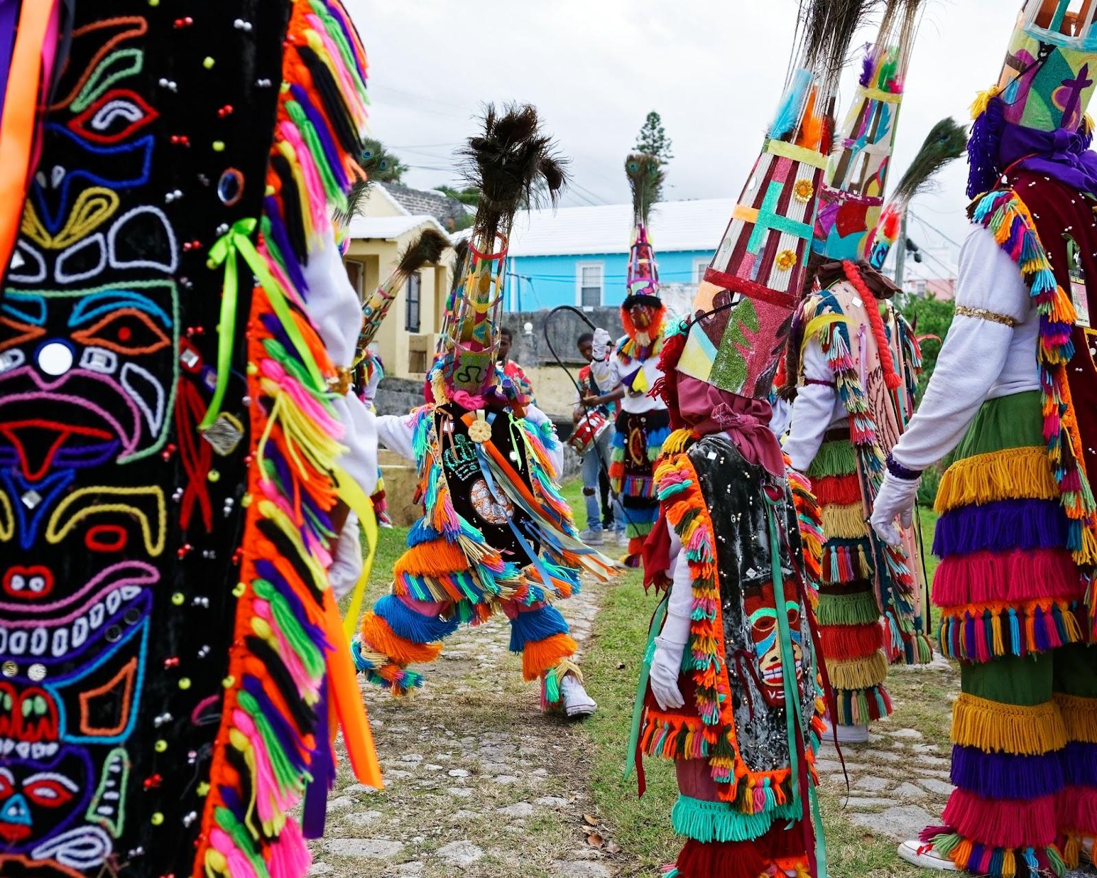 Bermuda Gombey troupe performing in a Smiths neighborhood