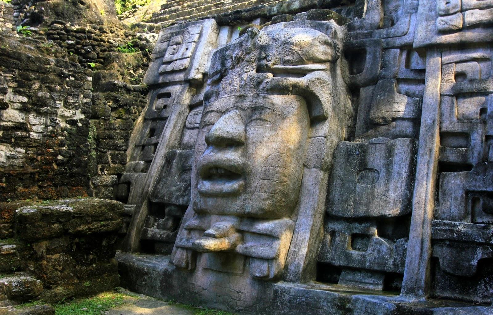 The Mask Temple in Mayan city of Lamanai, Belize