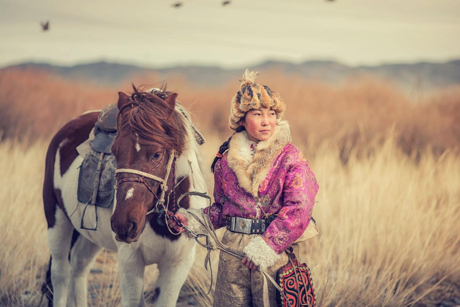 horseback riding in the Mongolian Steppe in March