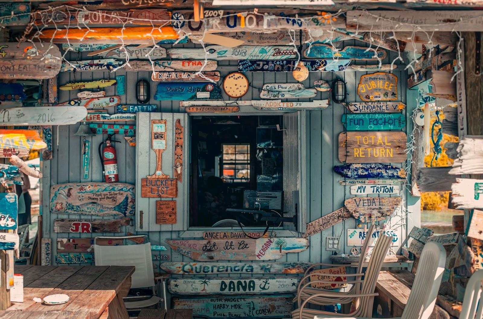 Shop by the beach in Exuma, The Bahamas.