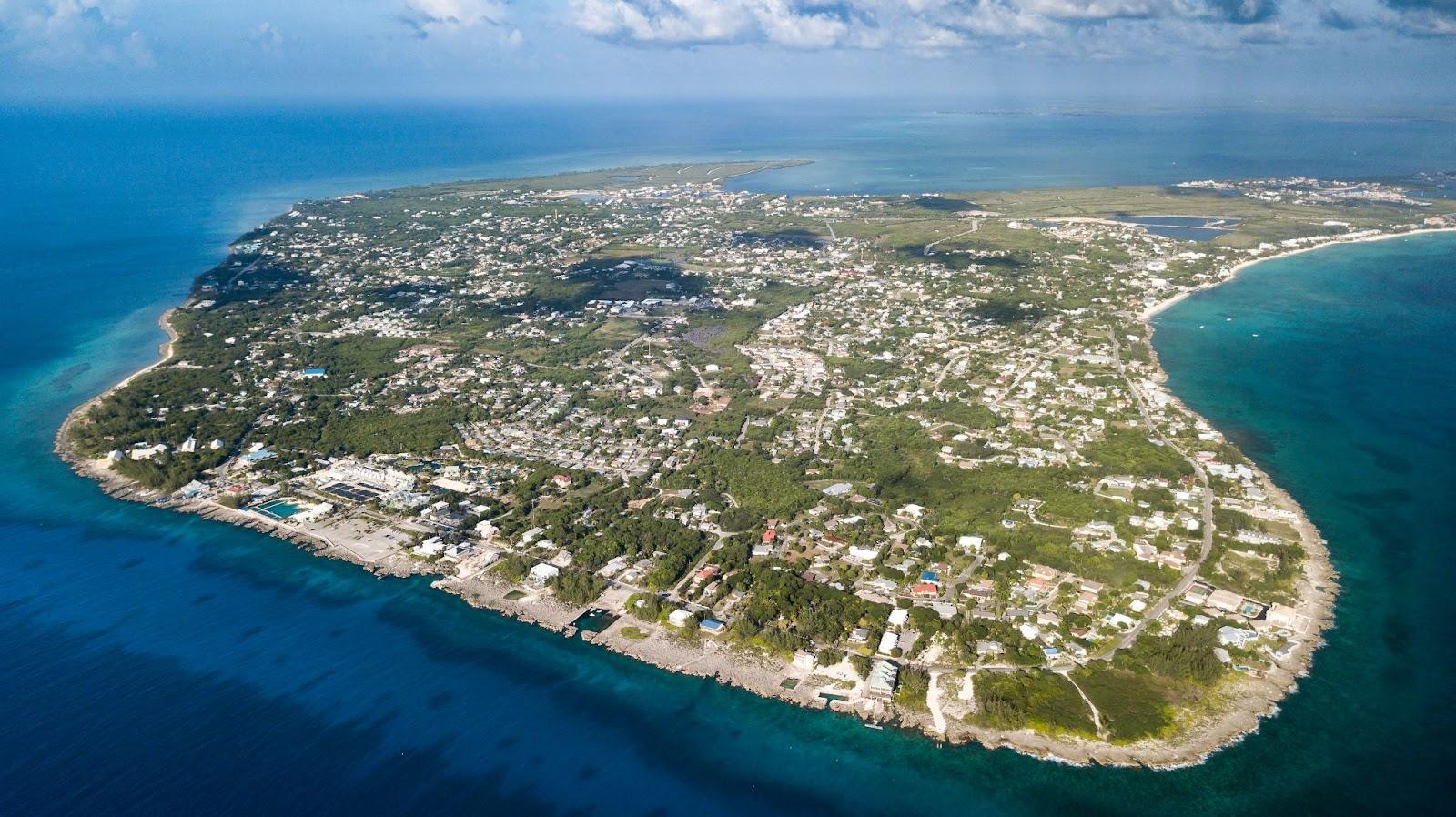 Aerial view of Grand Cayman island in the Caribbean