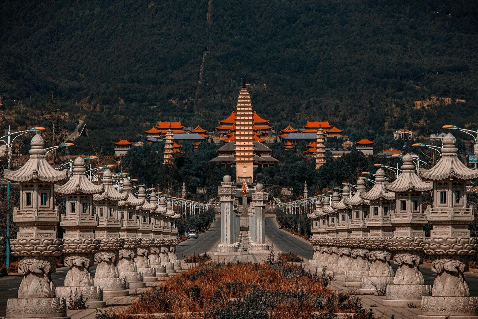  Dali, Yunnan, China-the Three Pagodas of Dali.