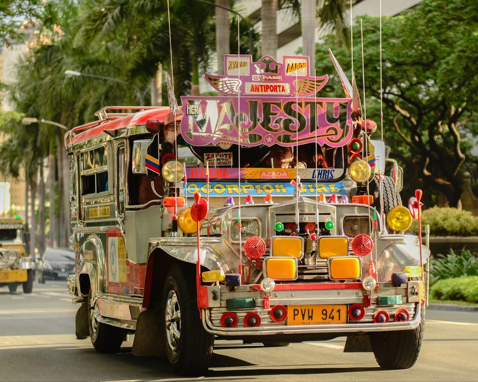 Jeepneys are popular public transportation in the Philippines