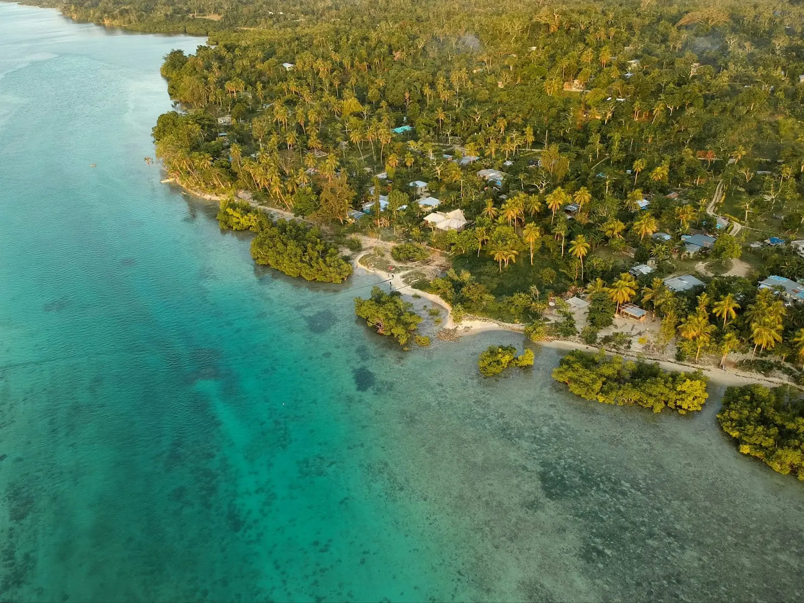 Aerial shot of coast and beach in Vanuatu