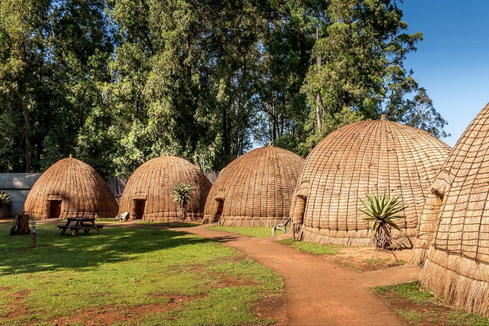 Beehive accommodation in Mlilwane Wildlife Sanctuary in Eswatini (Swaziland)