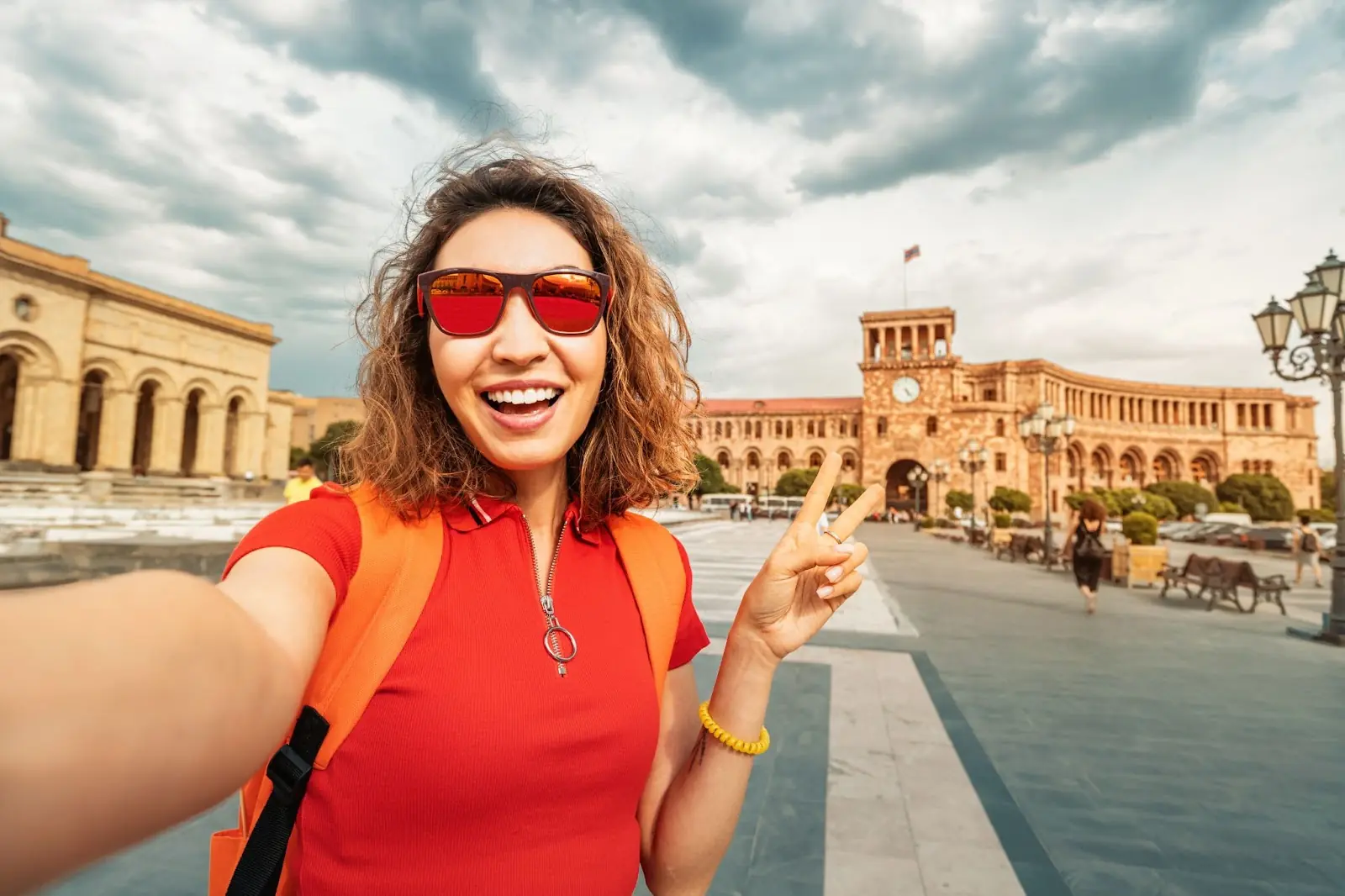 Woman taking selfie in Armenia