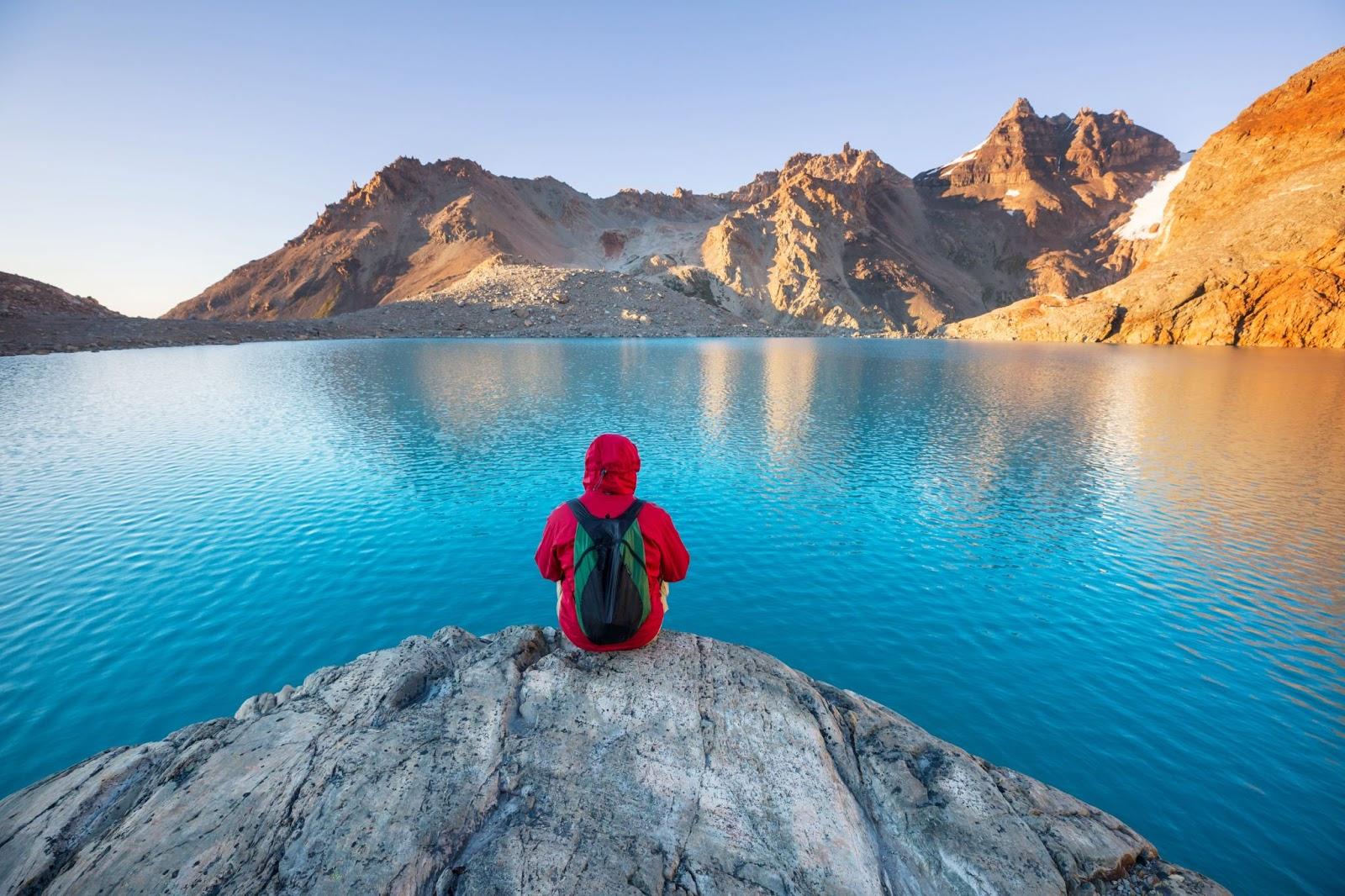 Hike in the Patagonian mountains. Paid for with British pounds converted in advance