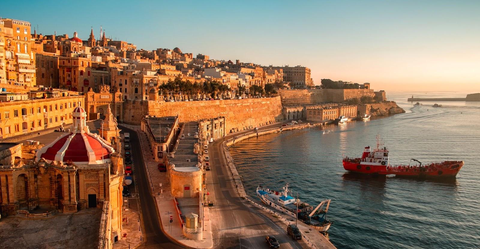 Ancient walls and streets of Valetta- the capital of Malta.