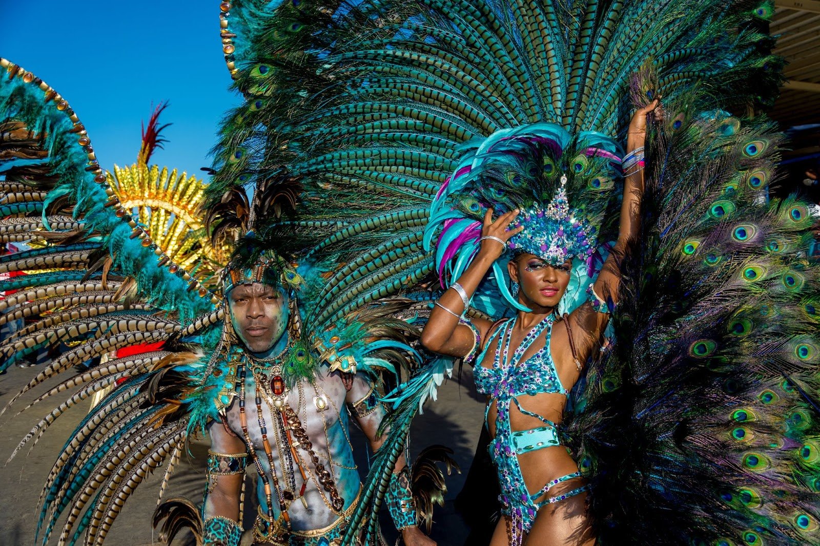 Masqueraders enjoy themselves in the Harts Carnival Trinidad and Tobago