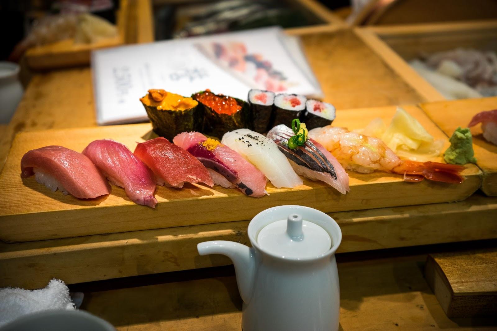 Sushi from Tsukiji Fish Market in Tokyo, Japan
